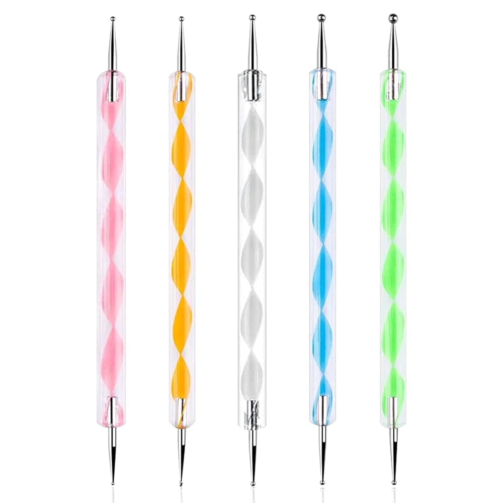 NAILWIND 5 pc 2 Way Dotting Pen Tool, Nail Art Tip Dot Paint Manicure kit, Multi-colored Nail Dotting Tool Set