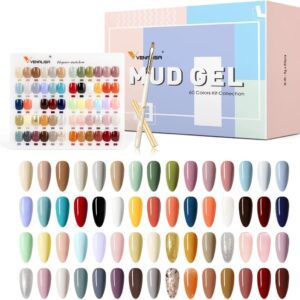 NAILWIND 60 Colors Mud Gel Paint Nail Kit with Color Card Painting Drawing Nail Brush,Gel Nail Polish for Nails Art Whole Set Starter Manicure Nail Art Design Salon DIY at Home