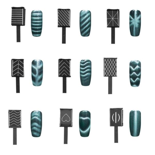 NAILWIND 9 Pcs 3D Cat Eyes Nail Art Magnetic Pen Set, Double-head Magic Magnet Stick, For 3D Magnetic Cat Eye Gel Nail Polish Nail Art Manicure Tool