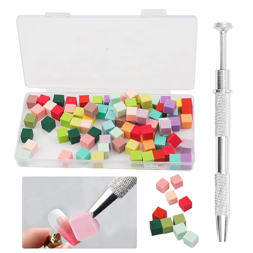NAILWIND Nail Sponges for Ombre with 4 Claws Nail Sponge Metal Grabber,Nail Sponges, Nail Sponge 1 Metal Grabber with Mini Replaceable Nail Sponges Blocks for Ombre Nail Art,...
