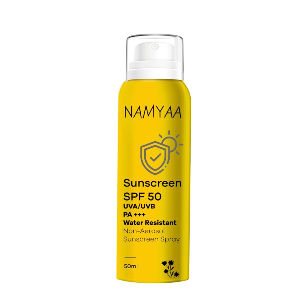 Namyaa Sunscreen Spray SPF50 For Sun Protection Against UVA/UVB With PA+++ (50ml) | Water Resistant & Non-Aerosol Sunscreen Spray Long-lasting Protection for All Skin Types | No...