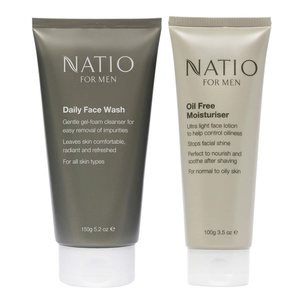 Natio For Men Daily Face Wash (150 g) & Men Oil Free Moisturiser (100 g) Combo - Natio