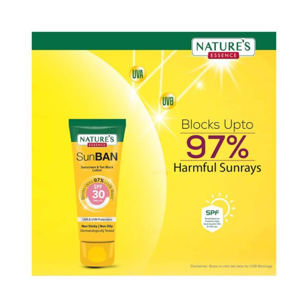 Nature's Essence Sunban SPF 30 Pa+++ Sunscreen & Tan Block Lotion (30ml) - Nature's Essence