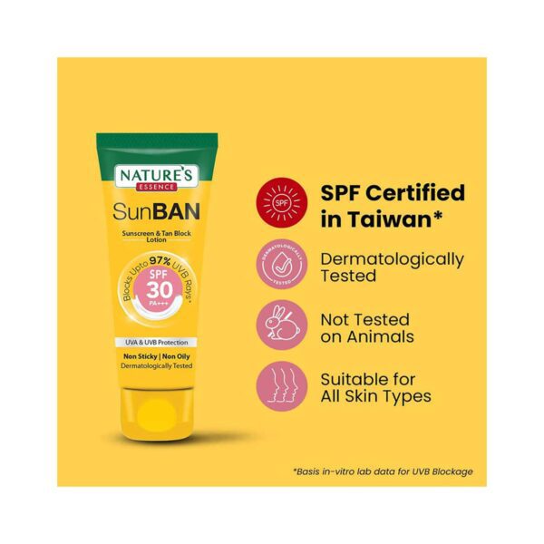 Nature's Essence Sunban SPF 30 Pa+++ Sunscreen & Tan Block Lotion (30ml) - Nature's Essence