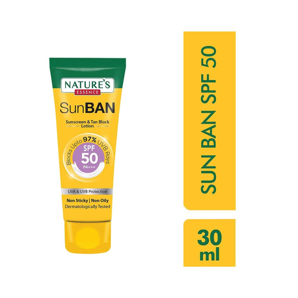 Nature's Essence Sunban SPF 50 Pa+++ Sunscreen & Tan Block Lotion (30ml) - Nature's Essence