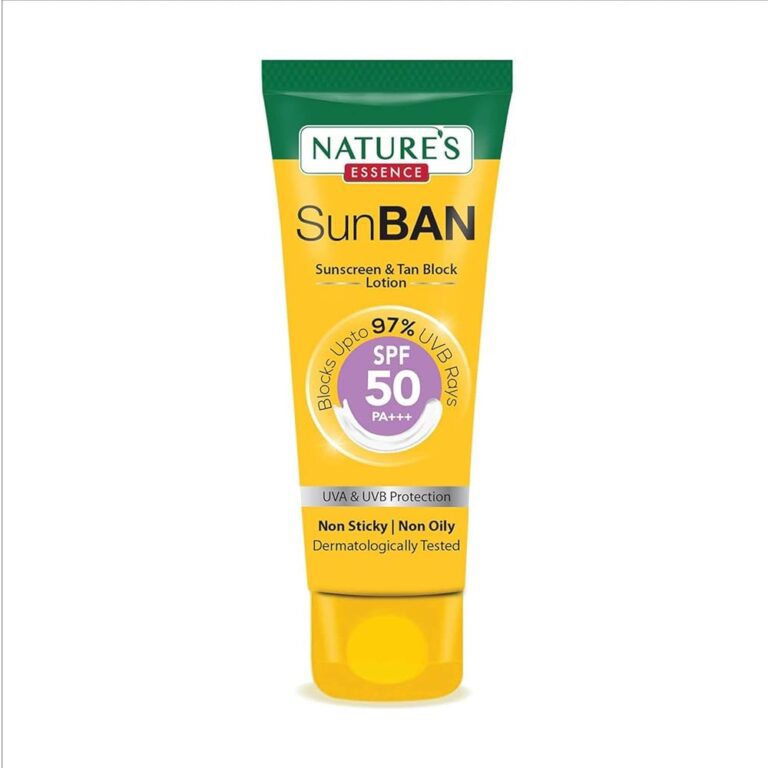 NATURES ESSENCE Sunban Suncreen SPF 50 PA+++ | No White Cast and Broad Spectrum Sun screen | For All Skin Types | Non Greasy | Lightweight | For Men & Women | 60ml