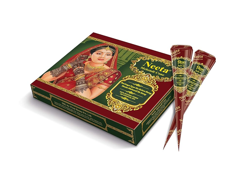 Neeta Mehendi Cone Body Art All Natural Herbal Pure Henna Past (Pack of 24 Pieces) Pack of 2