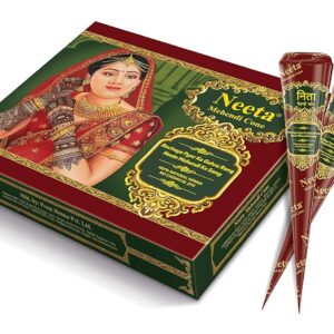 Neeta Mehendi Cone for Hand Designing, Henna Mehandi, Cone Bridal Mehndi Cones for Wedding, Dulhan Mehndi Cone, 12 Pieces in a Box