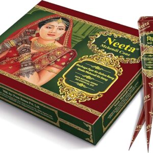 Neeta Natural Mehandi Cone for Hand Designing, Henna Mehendi Cone, Bridal Mehndi Cones for Wedding, Dulhan Mehndi Cone, Henna Cone 1 box (12 Henna Cone)
