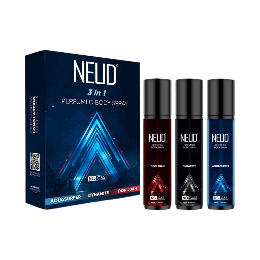 NEUD 3-in-1 Perfumed Body Sprays for Men, Long-Lasting, No Gas, No CFC (3 pcs) - NEUD