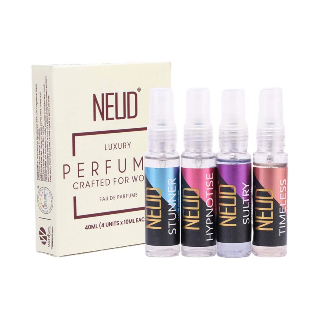 NEUD Luxury Perfume Long Lasting EDP (Fruity, Rose, Musk, Green Apple) Gift Set for Women (4 pcs) - NEUD