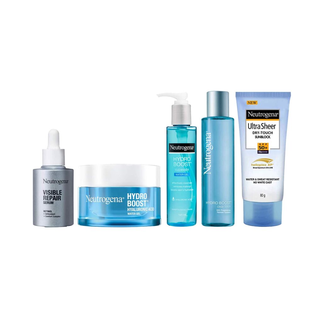 Neutrogena Hydro Boost Cleanser, Lotion, Face Moisturizer and Sunscreen, Serum Combo - Neutrogena