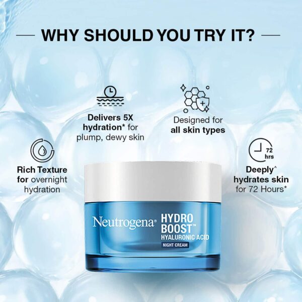 Neutrogena Hydro Boost Night Cream With Hyaluronic Acid For Overnight Hydrating Repair (50 g) - Neutrogena