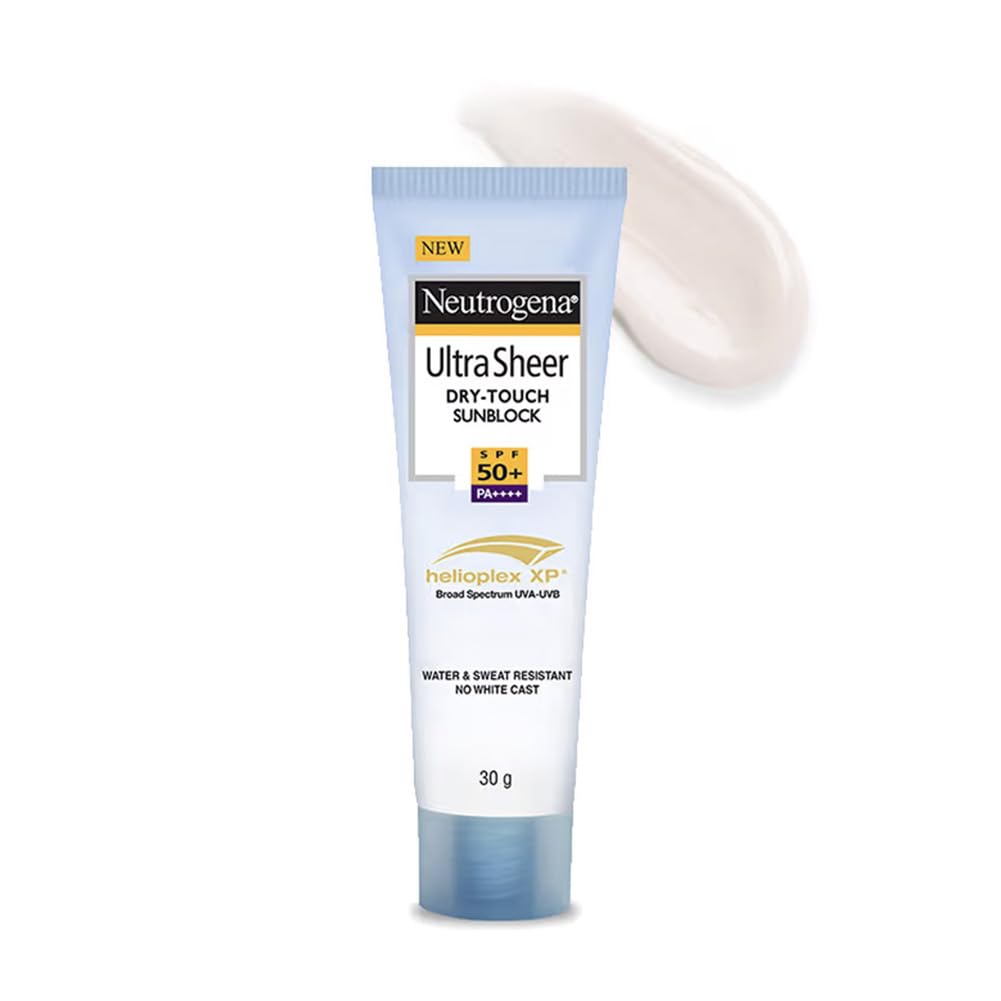 Neutrogena Ultra Sheer Sunscreen SPF 50+ | Broad Spectrum UVA/UVB | Blue light protect | No White Cast | Water resistant, Ultra light & Non sticky | Oily, Dry & Sensitive Skin |...