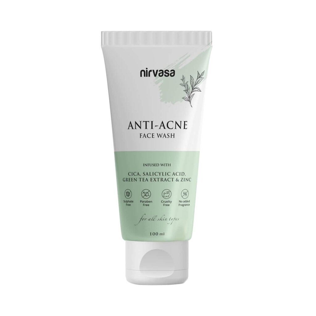Nirvasa Anti-Acne Face Wash Infused With Cica & Zinc Reduces Excess Oil & Combats Acne (100ml) - Nirvasa