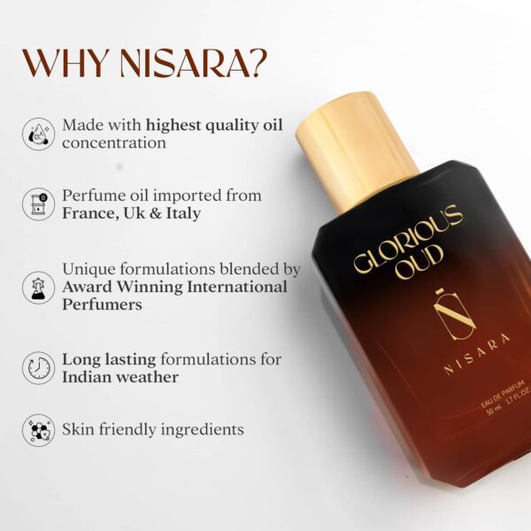 Nisara Glorious Oud Long Lasting Woody Amber Unisex EDP (50 ml) - Nisara