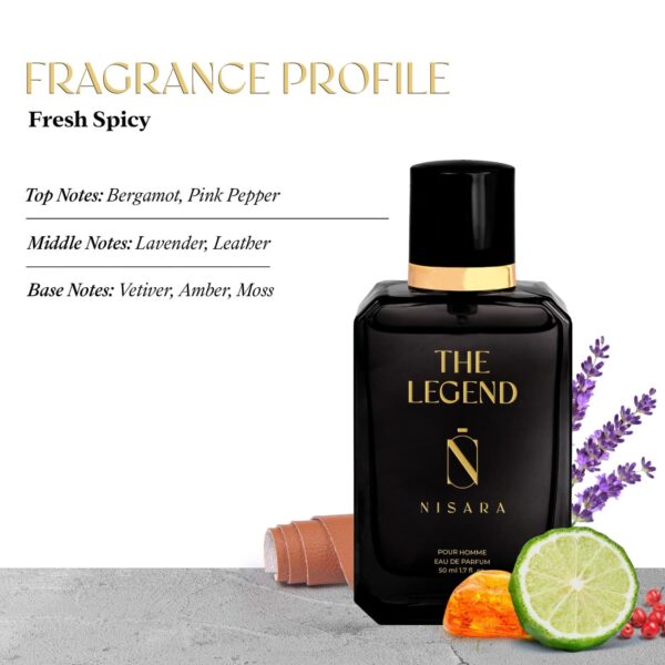 Nisara The Legend Long Lasting Aromatic Woody Amber EDP for Men (50 ml) - Nisara