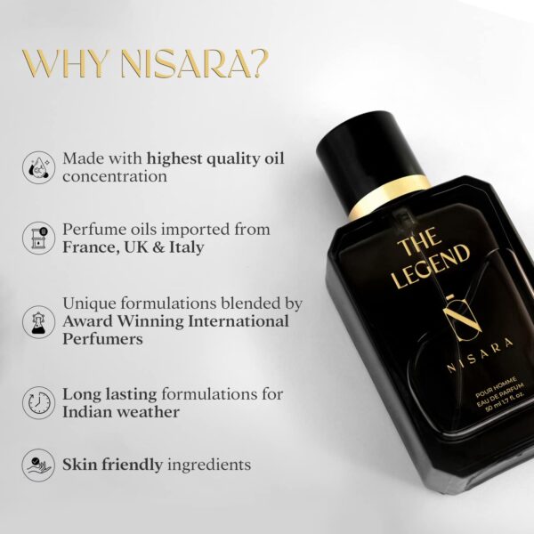 Nisara The Legend Long Lasting Aromatic Woody Amber EDP for Men (50 ml) - Nisara