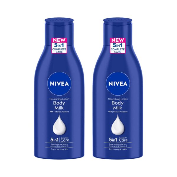 Nivea Body Milk Nourishing Lotion 5 In1 with Deep Moisture Serum (120 ml) (Pack Of 2) Combo - Nivea