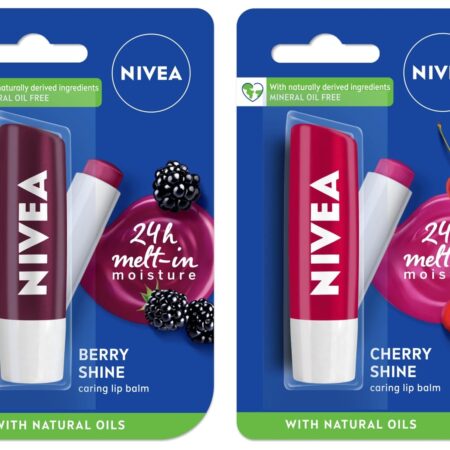 NIVEA Lip Balm, Fruity Blackberry Shine, 4.8g And NIVEA Lip Balm, Fruity Cherry Shine, 4.8g