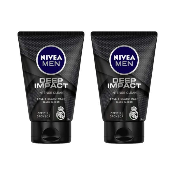 Nivea Men Deep Impact Face & Beard Wash - Intense Clean (100 g) (Pack Of 2) Combo - Nivea