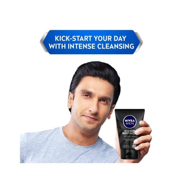 Nivea Men Deep Impact Face & Beard Wash - Intense Clean (100 g) (Pack Of 2) Combo - Nivea