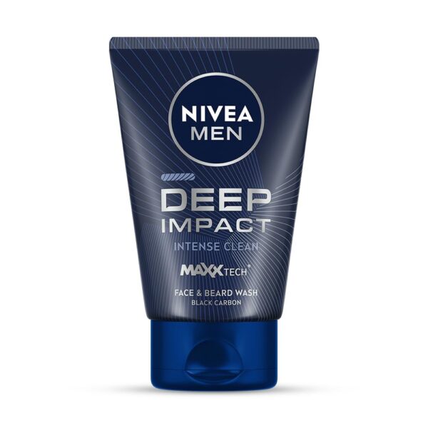 NIVEA MEN Deep Impact Face Wash 100g | With Black Carbon | Intense Clean, For Beard & Face | Removes Oil and Impurities