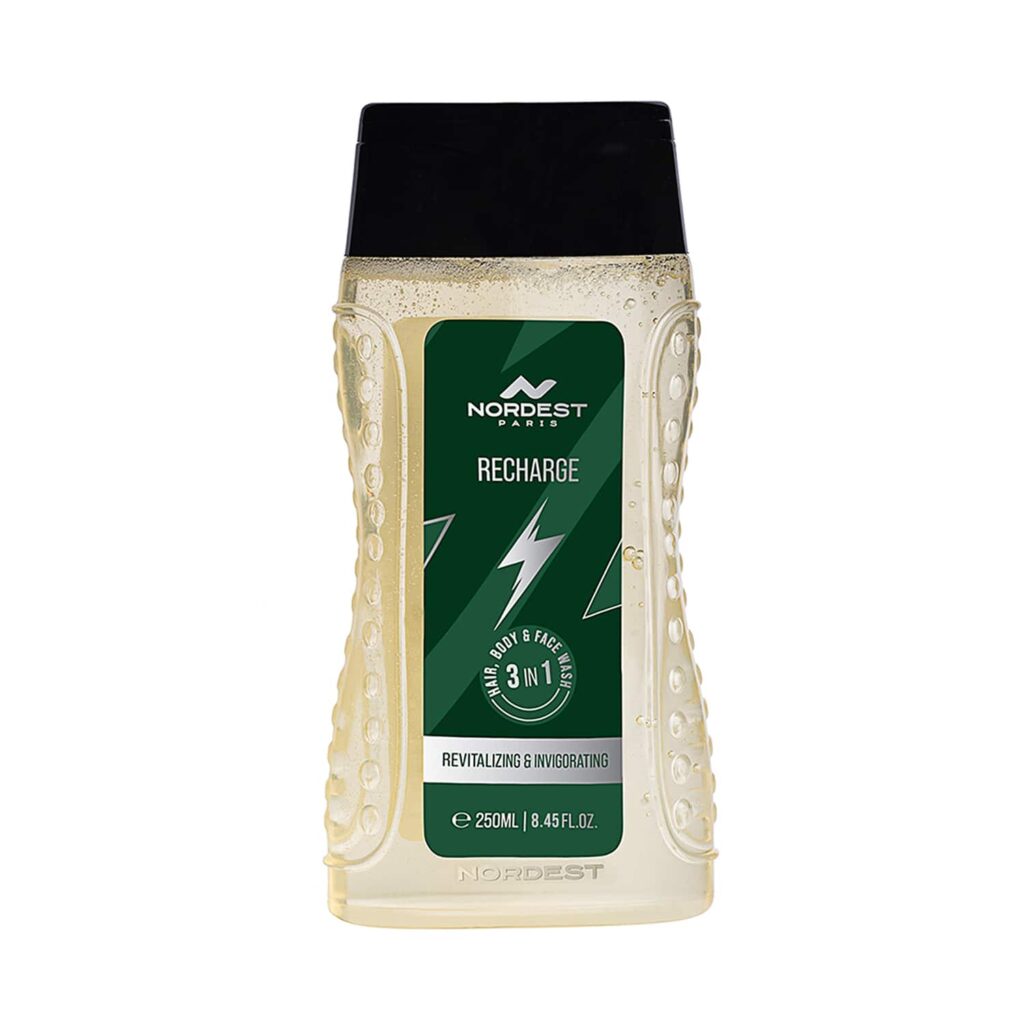 Nordest Paris Recharge Revitalizing & Invigorating Shower Gel - 3in1 Hair Body & Face Wash (250 ml) - Nordest Paris
