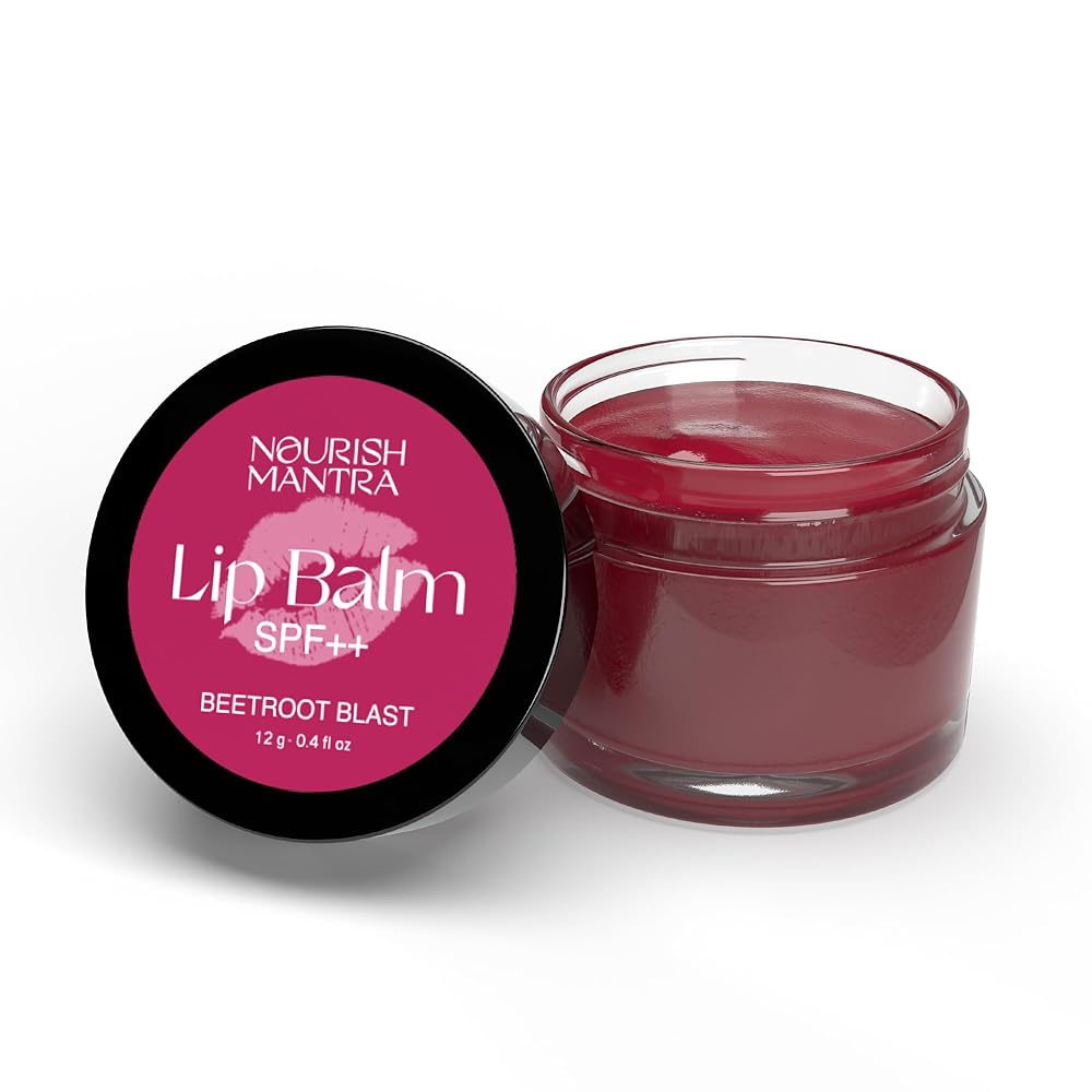 Nourish Mantra Beetroot Blast Lip Balm with SPF/Formulated with Beetroot Extracts, Olive Oil, Shea Butter, Vitamin E, and Avocado Oil/Best for both women and men/ 12gms