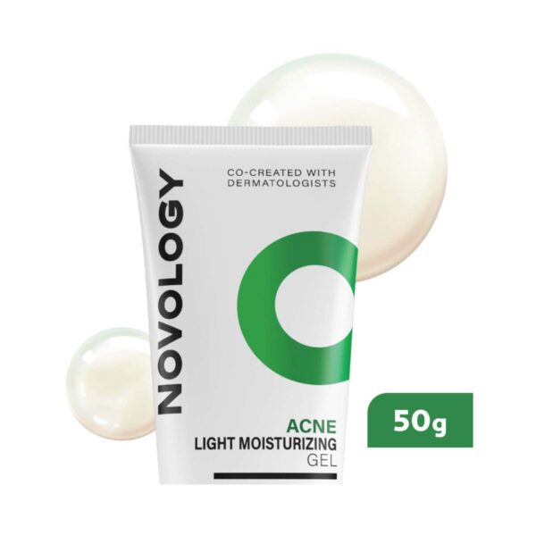Novology Acne Light Moisturizing Gel, Non-Oily 100 hrs Hydrating Gel, Hyaluronic Acid (50 g) - Novology