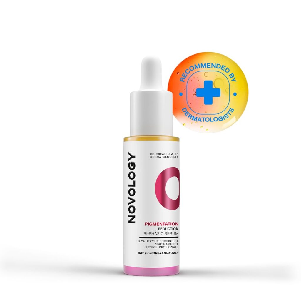 Novology Bi-Phasic Serum for Hyperpigmentation, Dark Spots, Acne Marks and Uneven Skin Tone| Dry-Combination Skin | 28ml