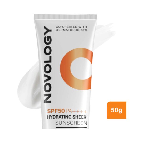Novology SPF 50 PA++++ Hydrating Sheer Sunscreen No White Caste Broad Spectrum Protection (50 g) - Novology