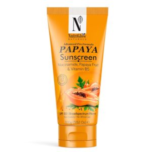 NutriGlow NATURAL'S Advanced Pro Formula Papaya Sunscreen SPF 50, PA+++ No White Cast, Non-Greasy, with Broad Spectrum, UV A & UV B Blue Light Protection, for Men & Women...