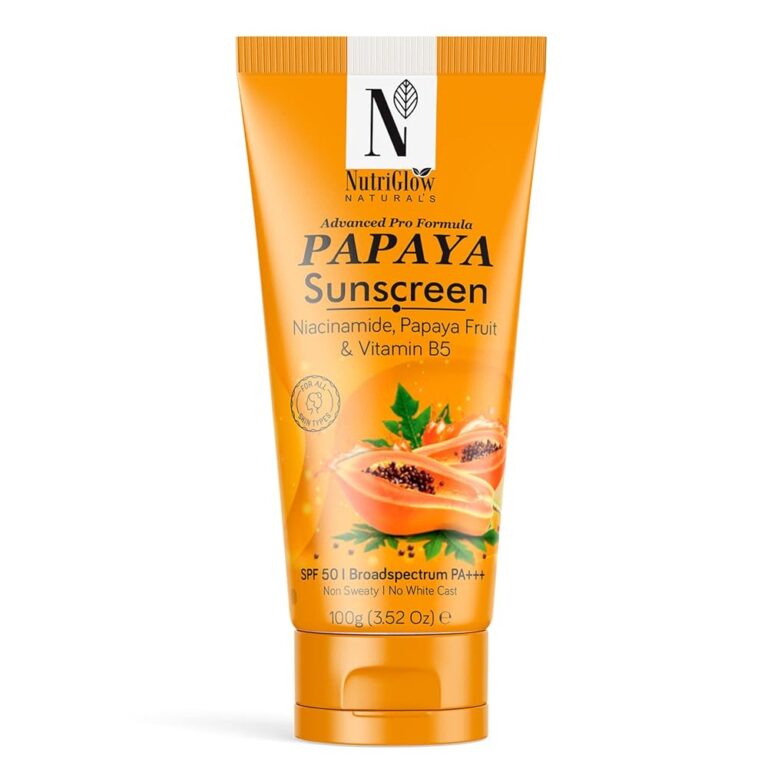 NutriGlow NATURAL'S Advanced Pro Formula Papaya Sunscreen SPF 50, PA+++ No White Cast, Non-Greasy, with Broad Spectrum, UV A & UV B Blue Light Protection, for Men & Women...