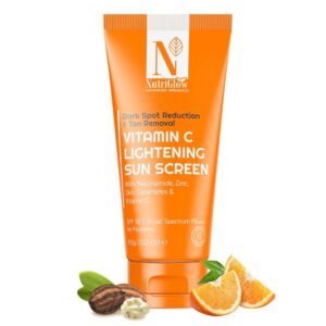NutriGlow NATURAL'S Advanced Pro Formula Vitamin C Lightening Sunscreen SPF 50 & PA+++, For Deep Moisturization, Non-Greasy, Quick-Absorbing, Zero White Cast, For Women & Men UV...