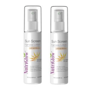 NutriGlow Sunscreen Lotion SPF 40 & PA+++, Non-Greasy, with Broad Spectrum, UVA & UVB Blue Light Protection, for Men & Women All Skin Types, 120ml (Pack of 2)