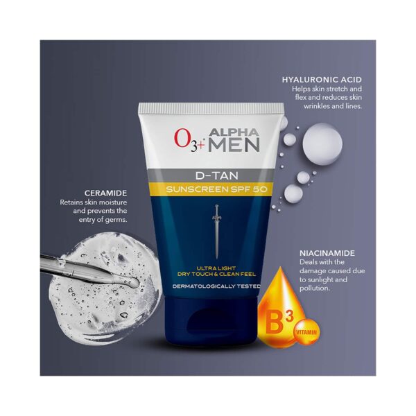 O3+ Alpha Men D-Tan Sunscreen SPF 50 (50g) - O3+