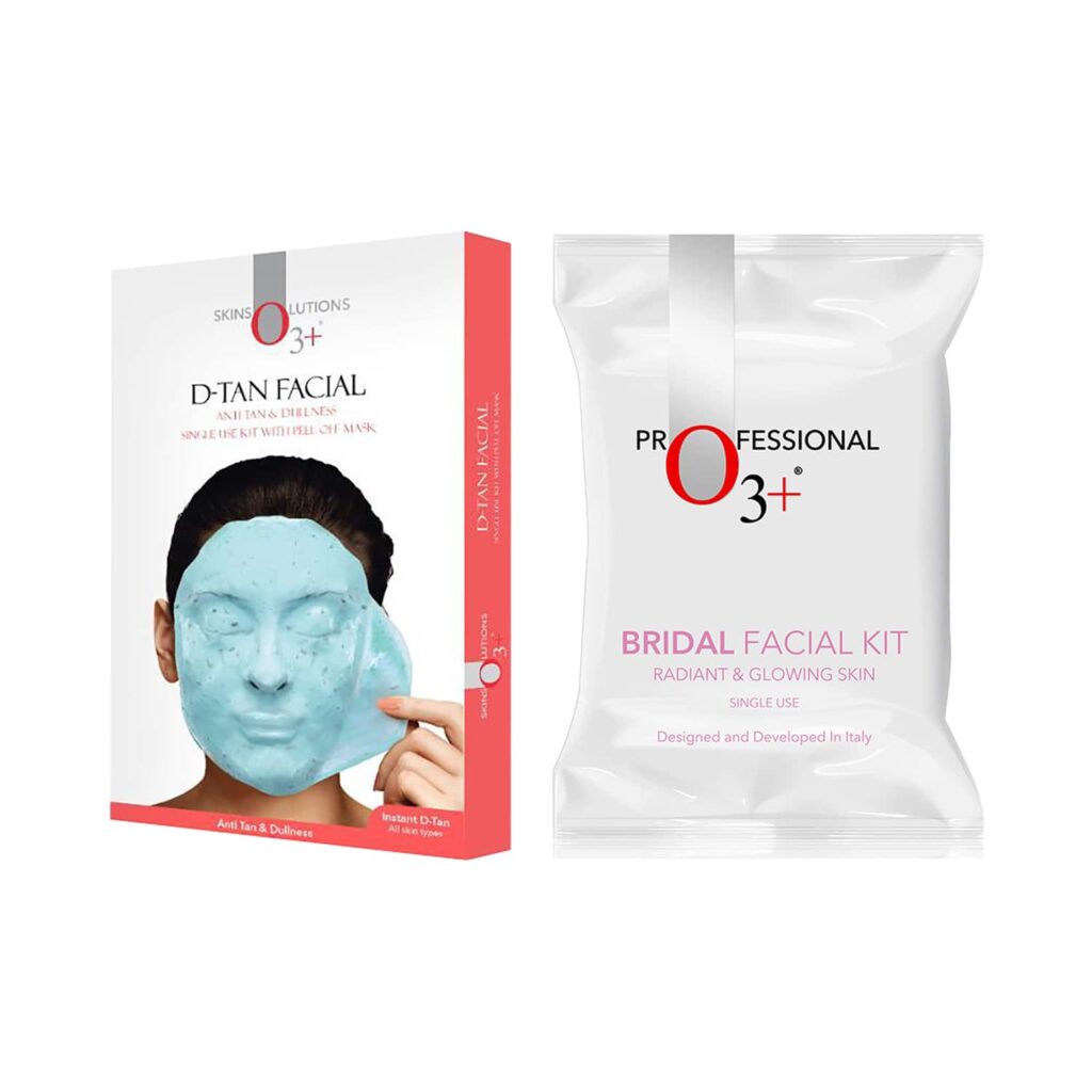 O3+ Bridal Facial Kit - Radiant & Glowing Skin & D-Tan Facial & Dullness Face Mask (45g) Combo - O3+