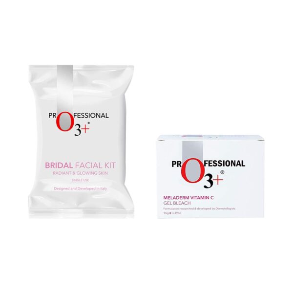 O3+ Bridal Facial Kit - Radiant & Glowing Skin & Meladerm Vitamin C Gel Bleach (96 g) Combo - O3+