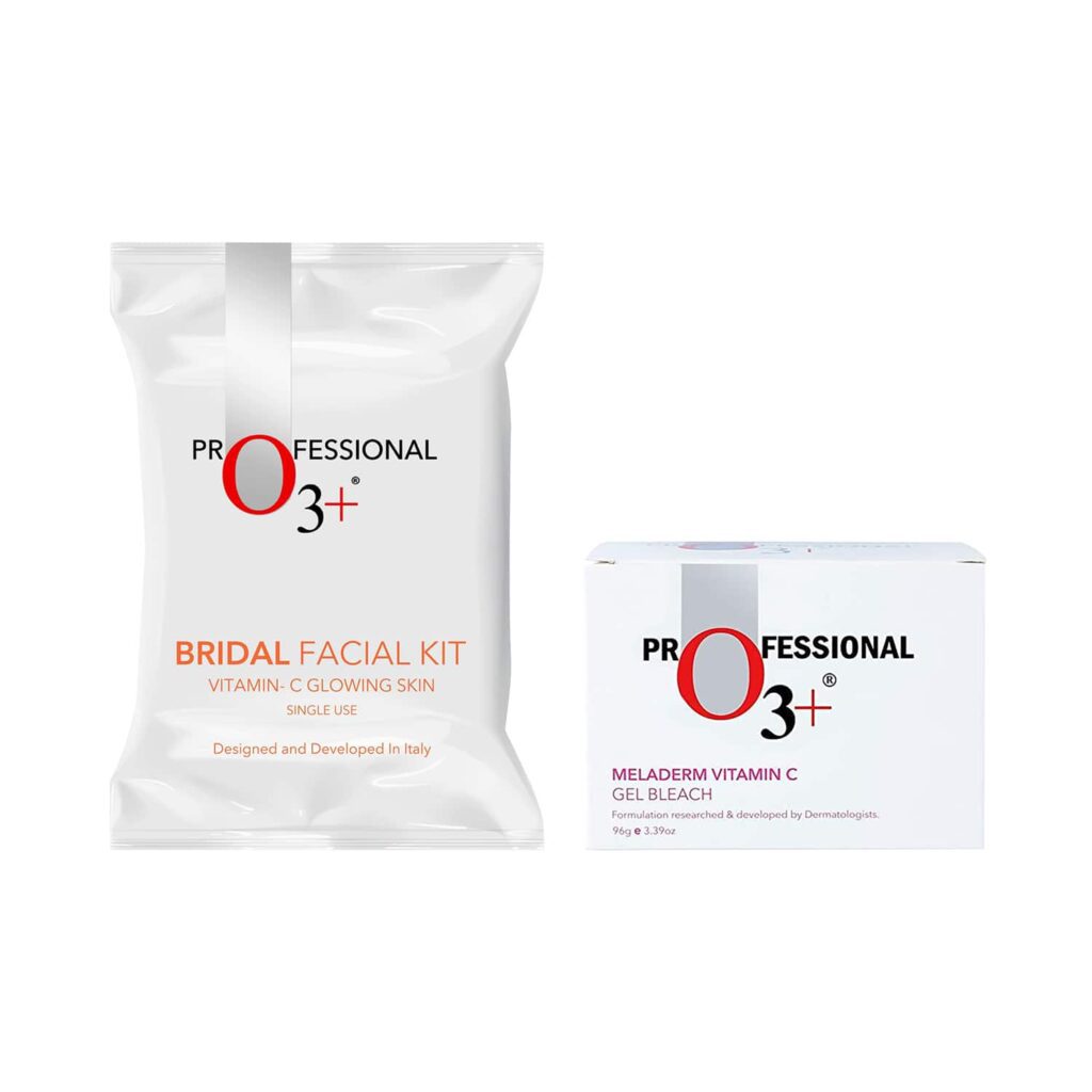 O3+ Bridal Facial Kit - Vitamin C Glowing Skin & Meladerm Vitamin C Gel Bleach (96 g) Combo - O3+