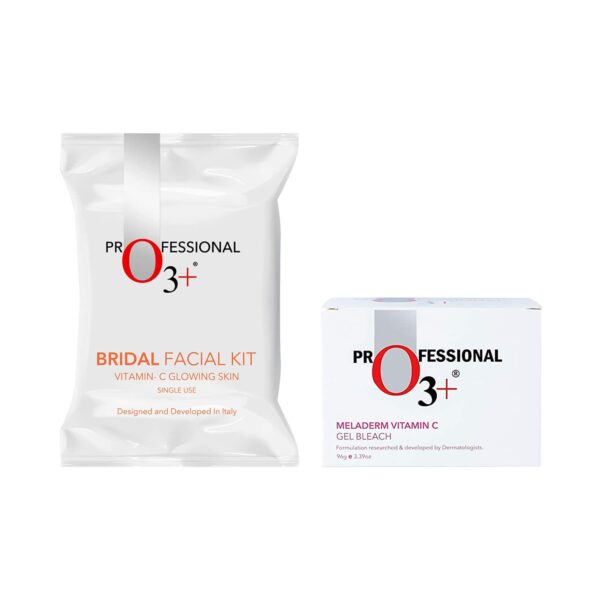 O3+ Bridal Facial Kit - Vitamin C Glowing Skin & Meladerm Vitamin C Gel Bleach (96 g) Combo - O3+