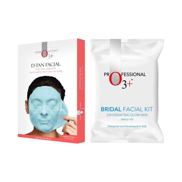 O3+ Bridal Oxygenating Glow Skin Facial Kit - (81g) & D-Tan Facial & Dullness Face Mask (45g) Combo - O3+
