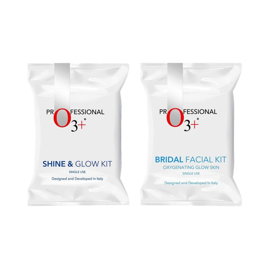 O3+ Bridal Oxygenating Glow Skin Facial Kit - (81g) & Single Use Shine & Glow Kit - (38g) Combo - O3+