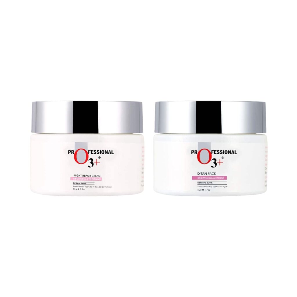 O3+ Brightening & Glow Boosting Dermal Zone D-Tan Pack (50g) & Dermal Zone Night Cream (50g) Combo - O3+