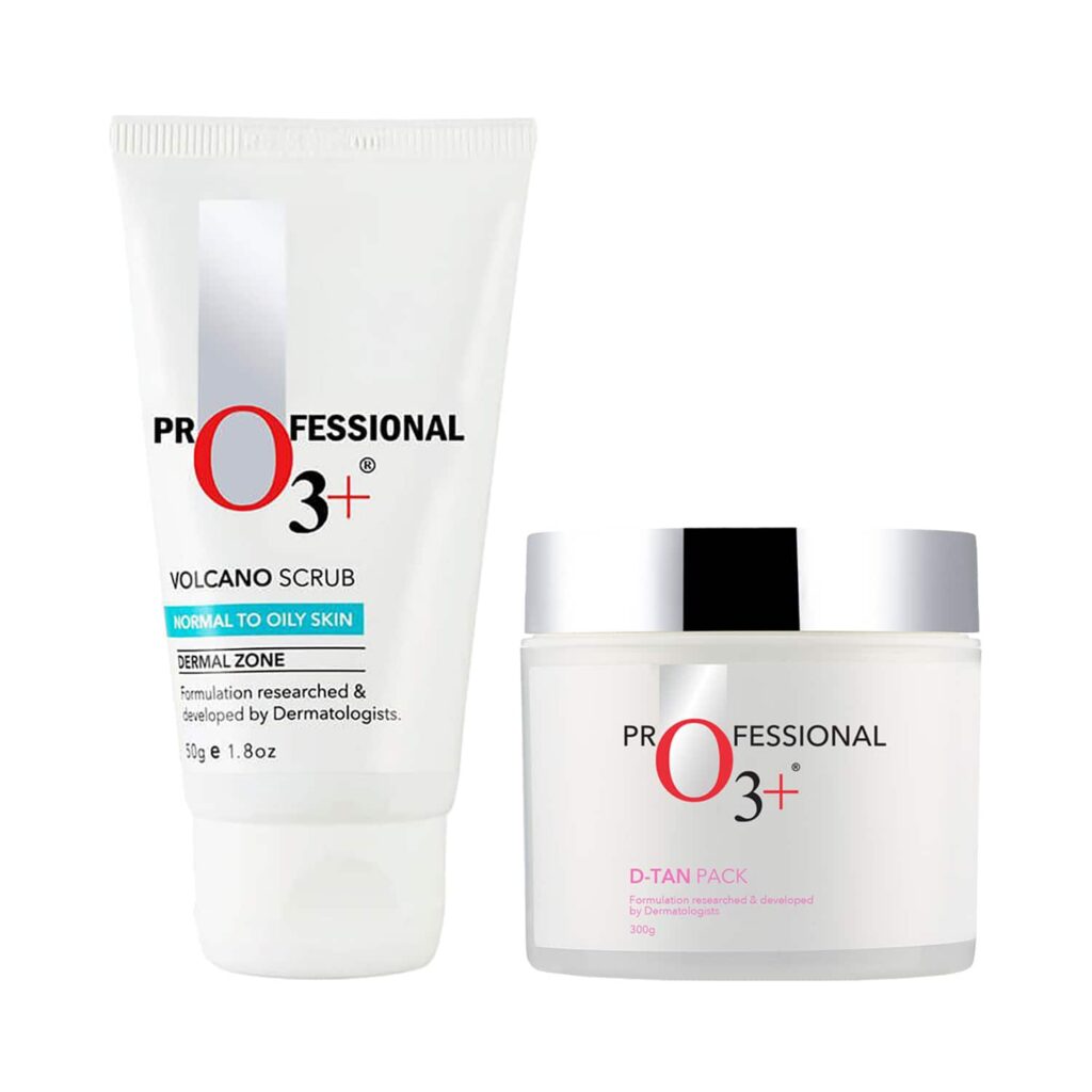 O3+ D-Tan Face Pack (300g) & Dermal Zone Volcano Scrub (Normal to Oily Skin) (50g) Combo - O3+