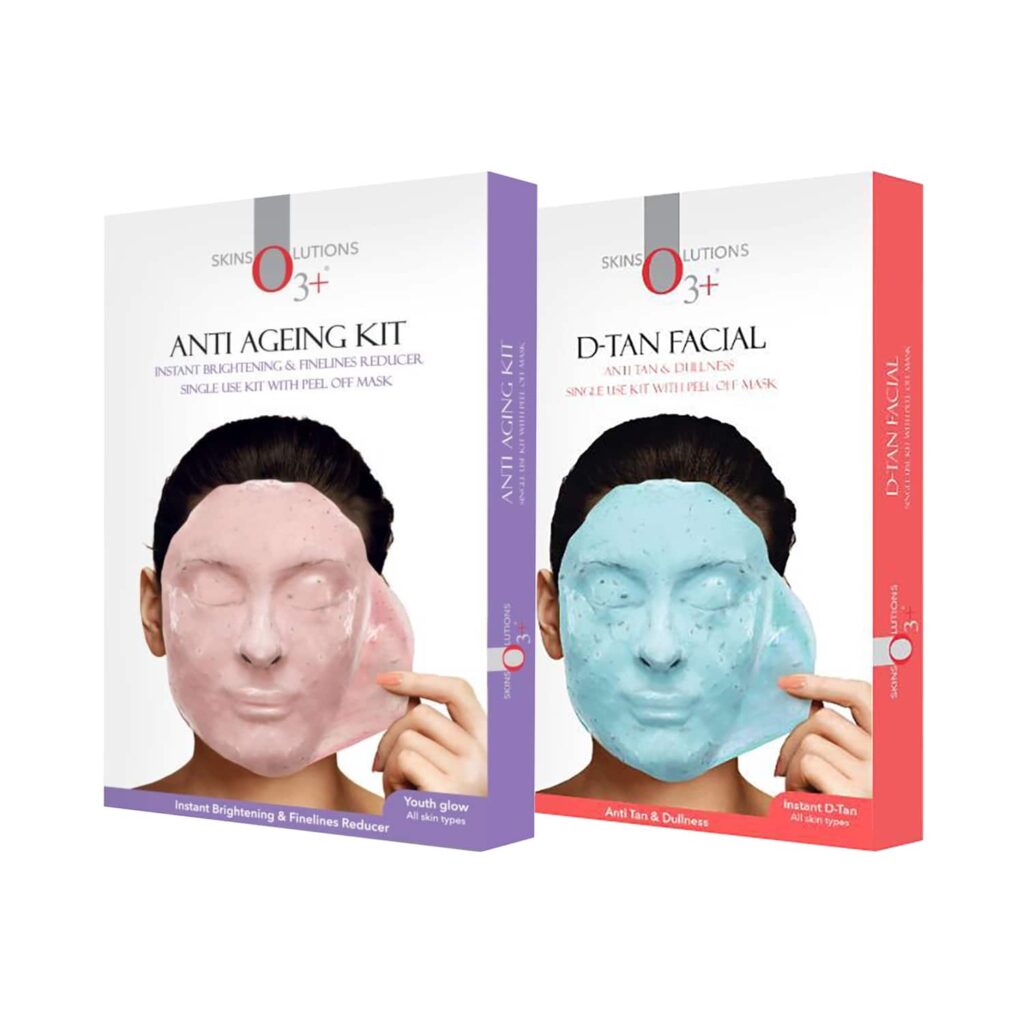 O3+ D-Tan Facial Anti Tan & Dullness Face Mask (45g) & Anti Ageing Single Dose Kit (40g) Combo - O3+