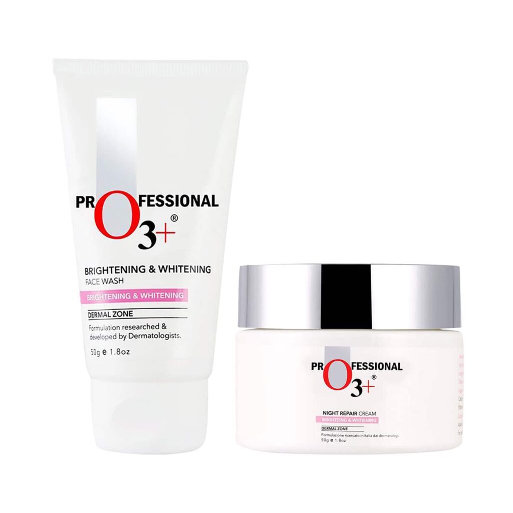 O3+ Dermal Zone Night Repair Cream - Brightening & Whitening (50g) & Face Wash (50g) Combo - O3+