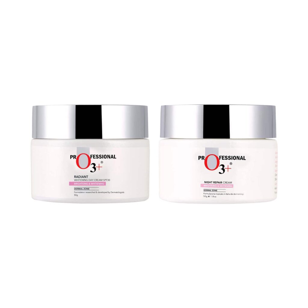 O3+ Dermal Zone Night Repair Cream- Whitening (50g) & Dermal Zone SPF30 Day Cream (50g) Combo - O3+