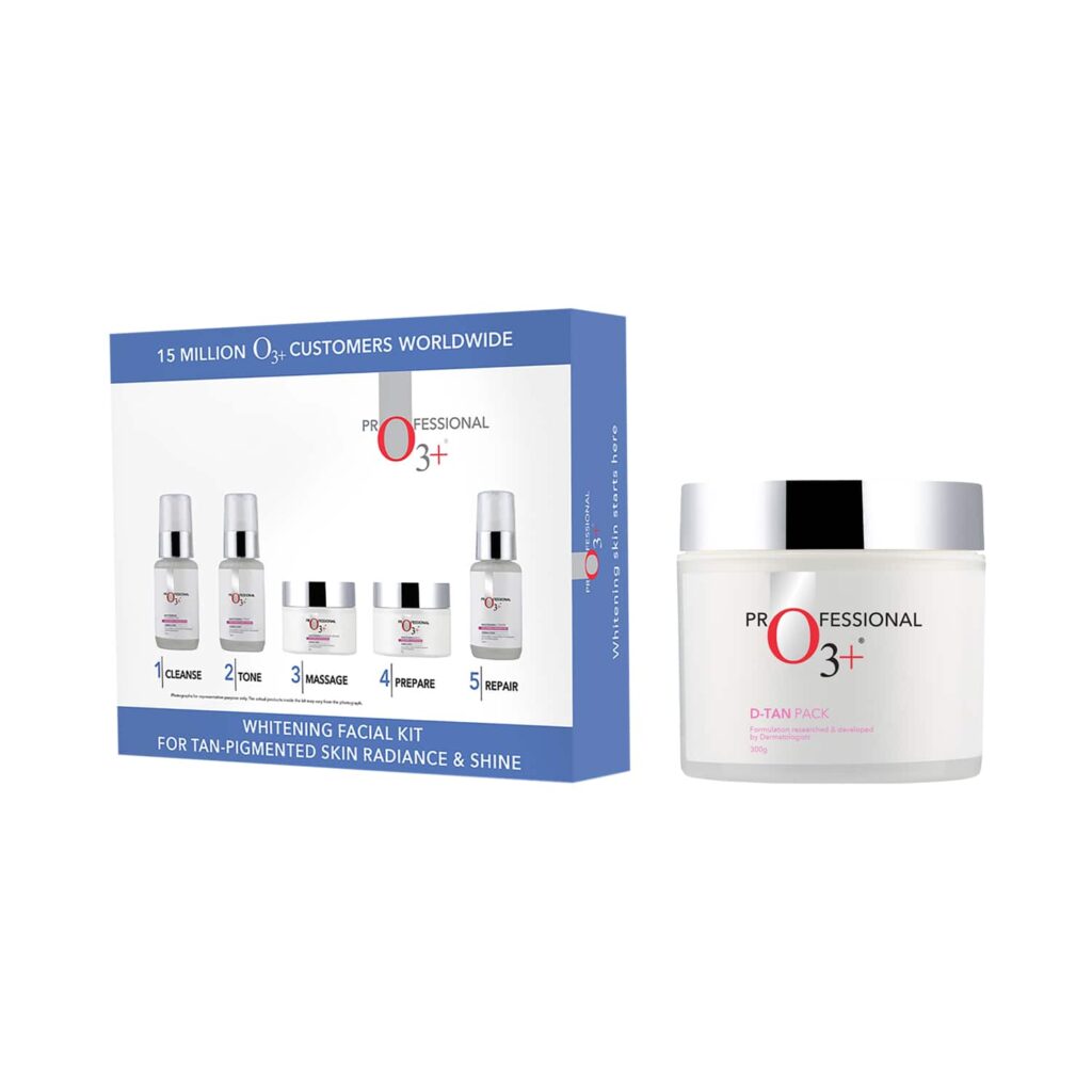 O3+ Tan-Pigmented Whitening Facial Kit - (250g) & D-Tan Face Pack (300g) Combo - O3+