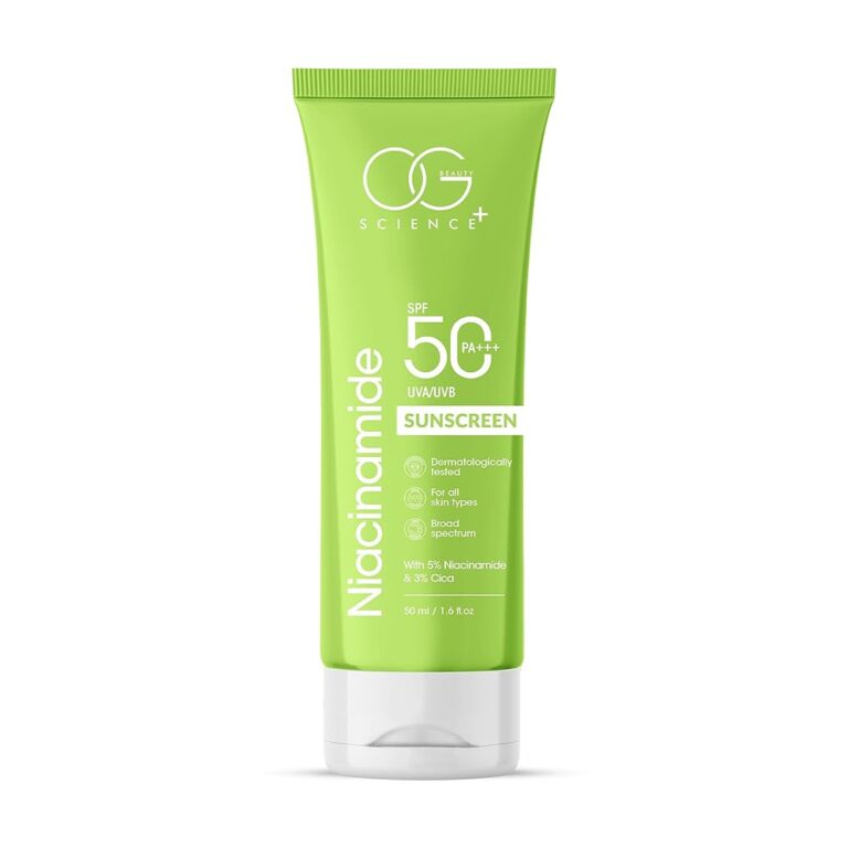 OG BEAUTY SCIENCE SPF 50 PA+++ Sunscreen | 5% Niacinamide & 3% Cica | Broad Spectrum UV Protection | Soothing & Hydrating | Dermatologically Tested | 50ml